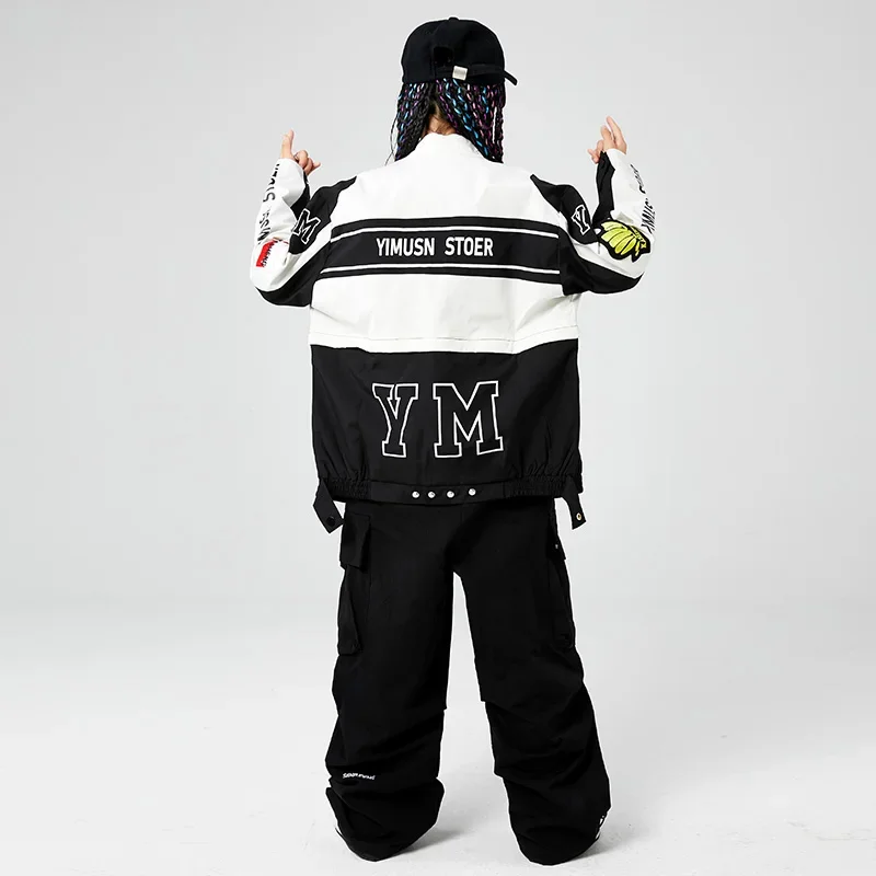 Bambini Kpop Hip Hop che mostrano abbigliamento Cappotto da baseball per moto Pantaloni cargo neri per ragazza Ragazzo Jazz Kpop Costume da ballo Abbigliamento