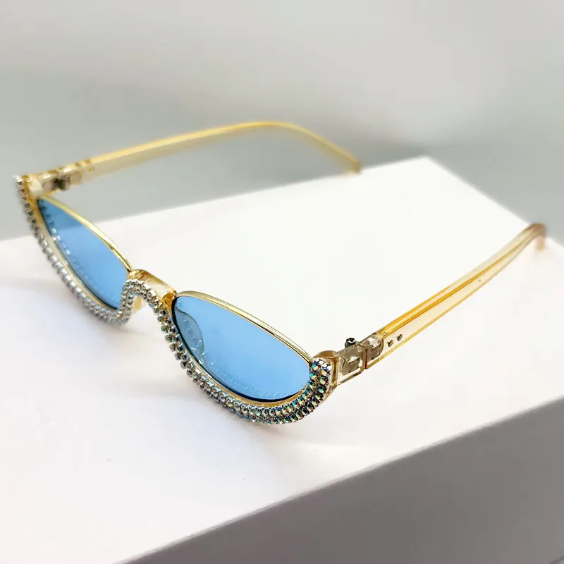 OEC CPO Neue Diamant-Halbrahmen-Sonnenbrille für Damen Vintage-Shades Kleine Strass-Sonnenbrille Weibliche Punk UV400 Brillen – Detail 12