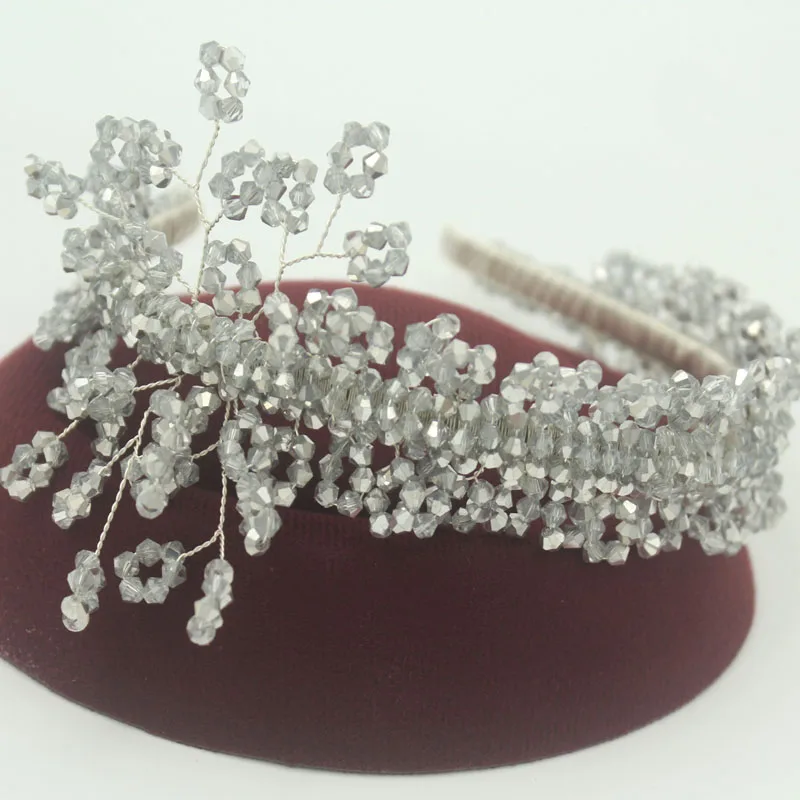 4ujewelry 100% Handmade Silver Crystals Nigerian Weddings Beads Headwear African Headband For Women Traditional Wedding Headwear