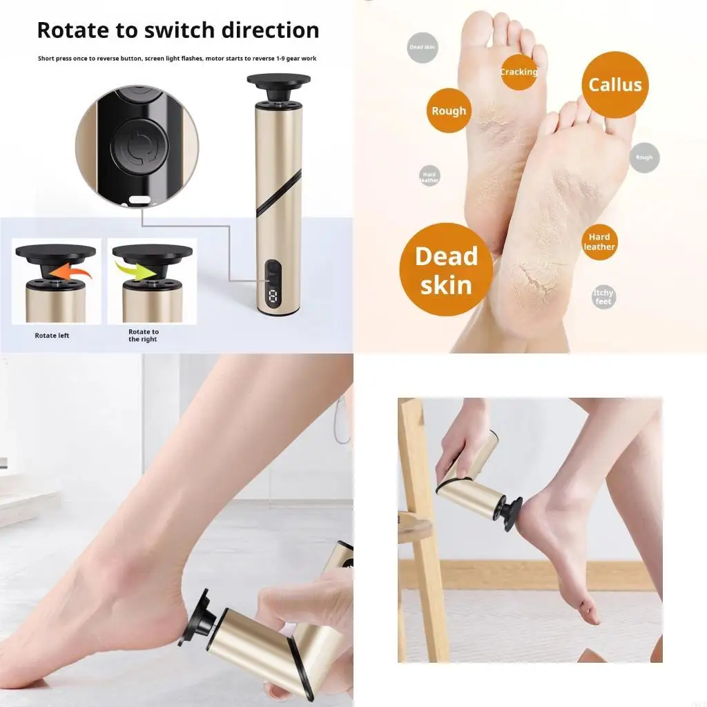 J6PE Rechargeable Electric Foot File With 1800mAh Battery And 3 Modes For Dead Skin Removal