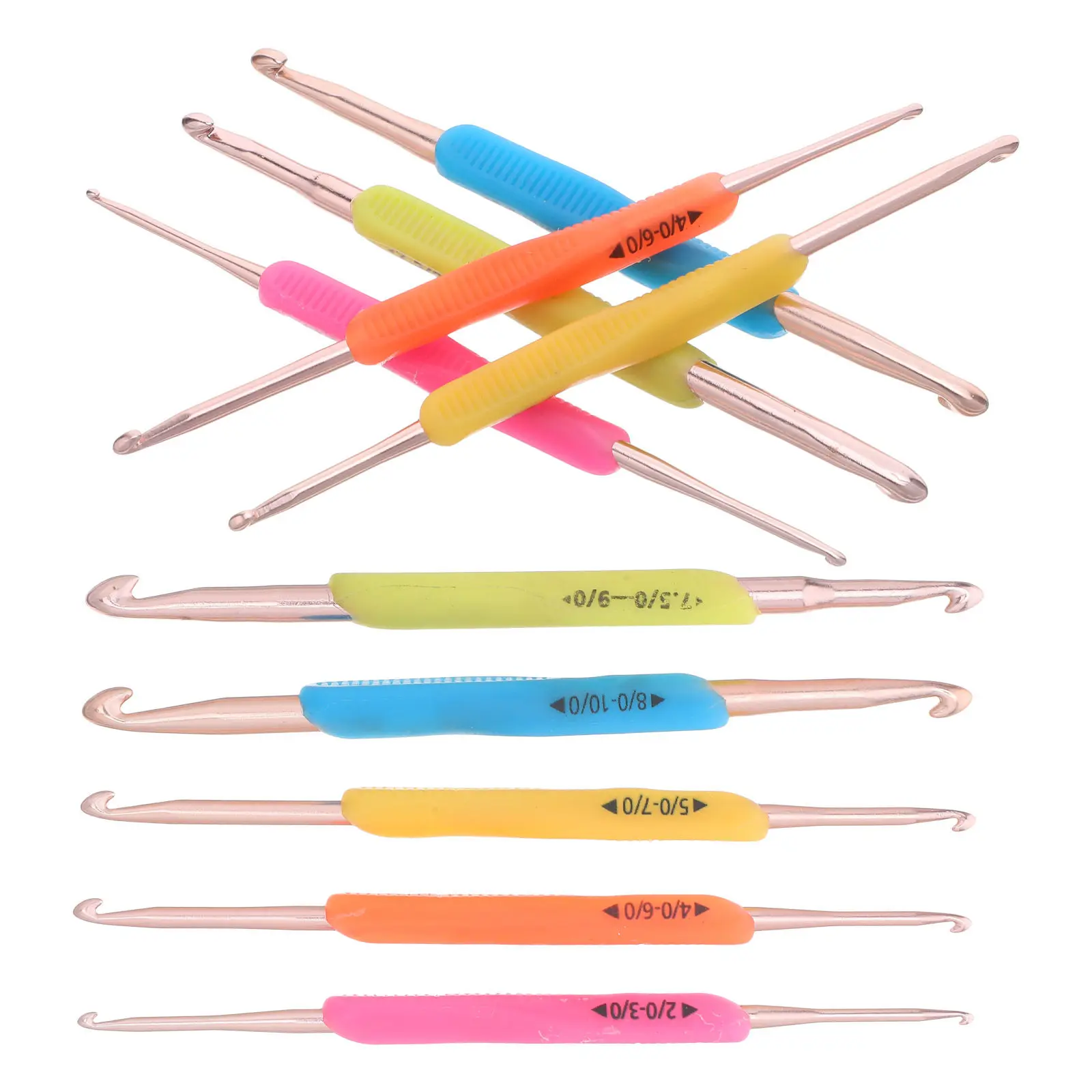

Набор из 10 двусторонних крючков для вязания с эргономичными пластиковыми ручками для толстой пряжи, для пледов, шарфов, шапок, для начинающих рукодельников