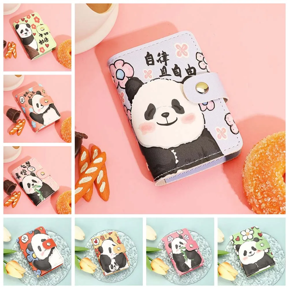 Card Cover Case Cartoon Panda Card Bag Short Fold Wallet Cash Clip Panda Wallet PU Leather Business Card Holder Panda Money Bag