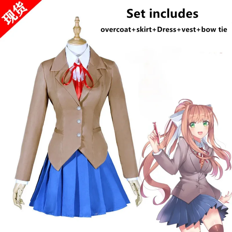 Game Doki Doki Literature Club Monika Sayori Yuri Natsuki Cosplay Costume School Uniform Girl Women Costumes Halloween Party Set