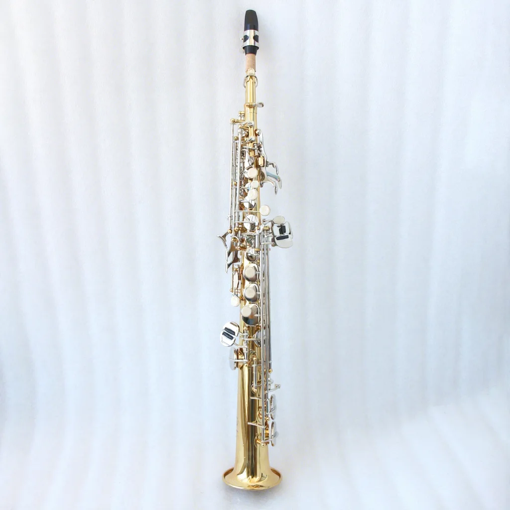Education Training Entertainment Performance Soprano Saxophone Gold Lacquered Nickel Plated Keys Brass Body BB Tone