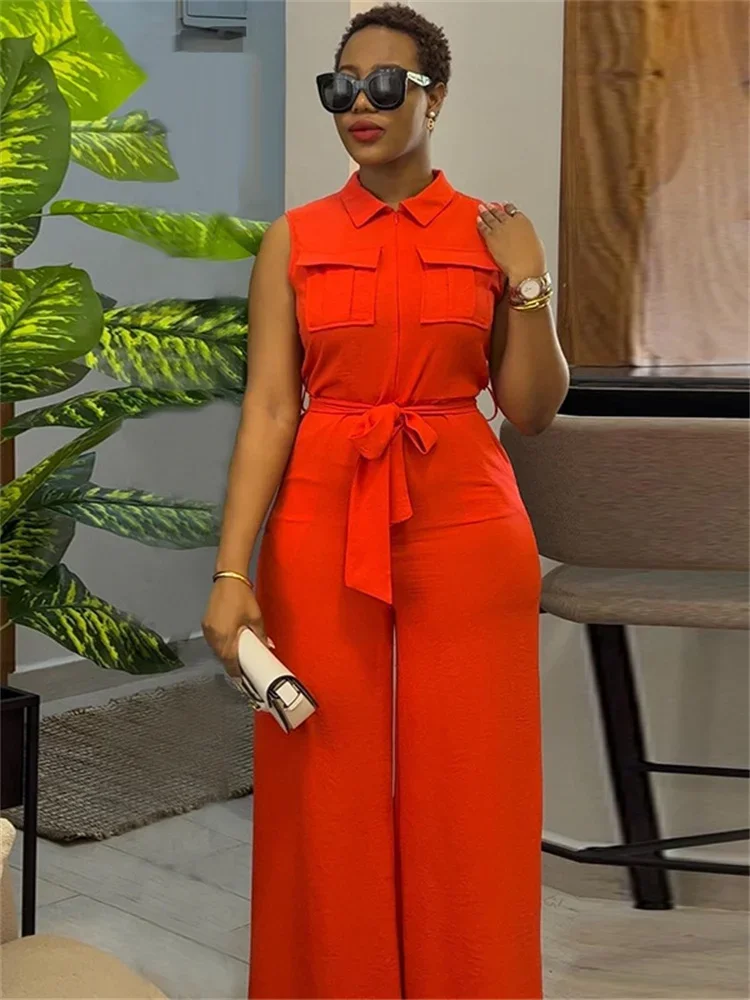 Jumpsuit Women Solid Off Shoulder Romper Wide Leg Pockets Long with Bandage New Fall Clothes Wholesale Dropshipping 2024