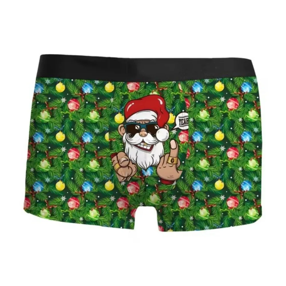 2024 Hot Christmas 3D printed men\'s underwear breathable comfortable fashion inside with mid-waist boxers