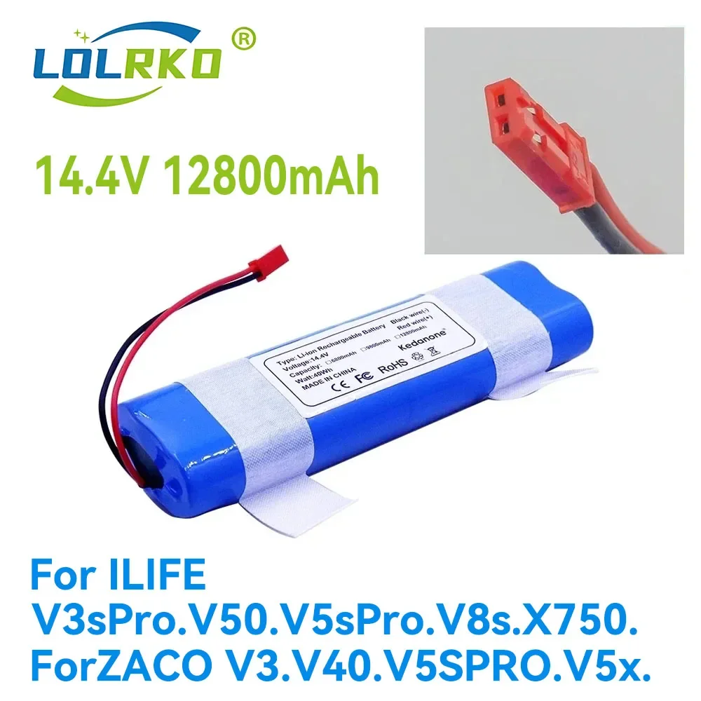 NEW 14.8V 12800mAh Good Quality Battery For ilife V50 V55 V8s V3s Pro V5s Pro V8s X750 Robot Vacuum Cleaner Battery 14.4V