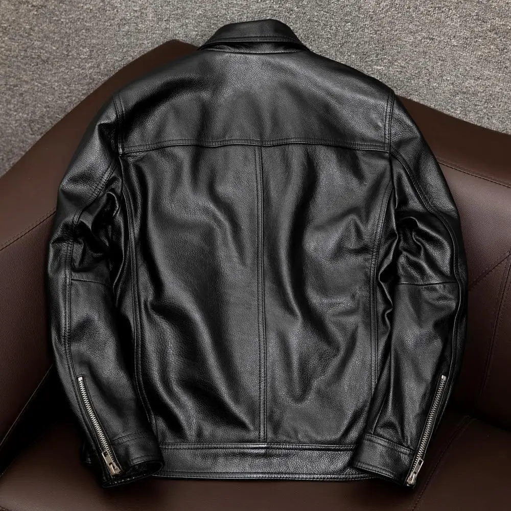 2026 New Men's  Spring Autumn Classic Casual Leather Jacket Brown PU Clothes man Motorcycle Coats