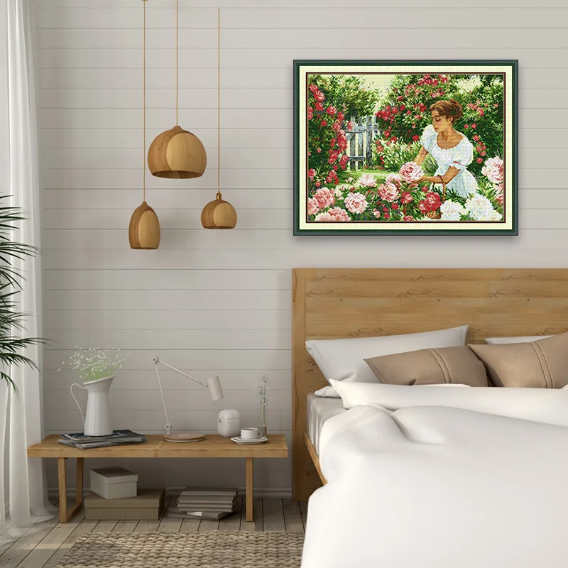 Joy Sunday Cross Stitch Kit Girls HD Pattern Aida 16CT 14CT 11CT Counted Printed Canva DIY Hand Embroidery Kit Home Decor New