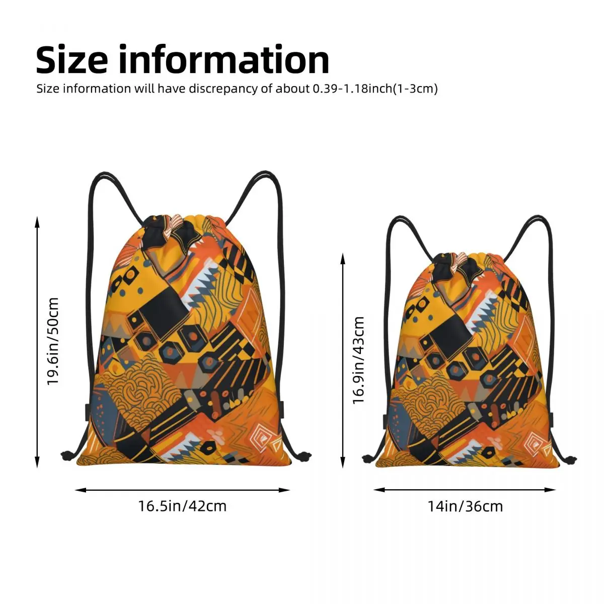 Mochila De Cordão Africano, Sports Gym Sackpack, Geometric Ankara String Bag para Caminhadas