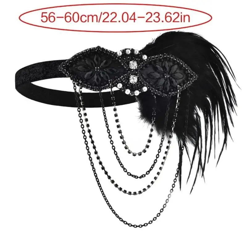 39BD Federn Stirnbänder Damen Pailletten Haarbänder Kopfbedeckung Festival Kopfschmuck Requisiten – Detail 6