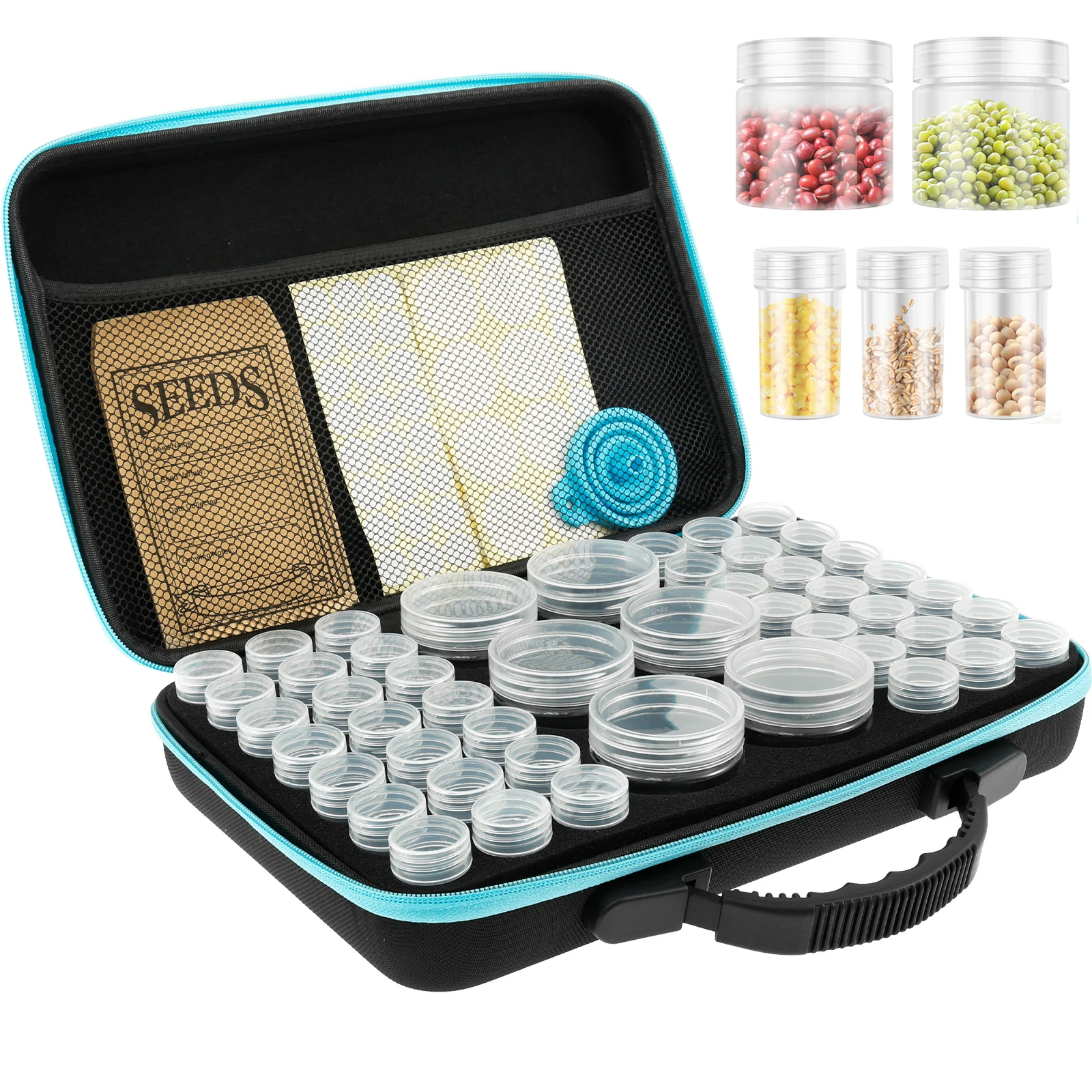 48 Slots Seed Storage Container with Bag Bottle Sticker Funnel Portable Garden Vegetable Flower Seed Storage Box Multifunctional
