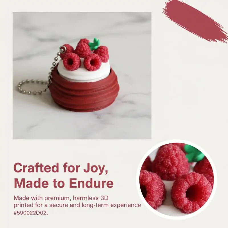 3D Printed Mini Cake Telescopic Sensory Toy Realistic Fruit Toppings Pocket Size Fidget Toy for Anxiety Relief