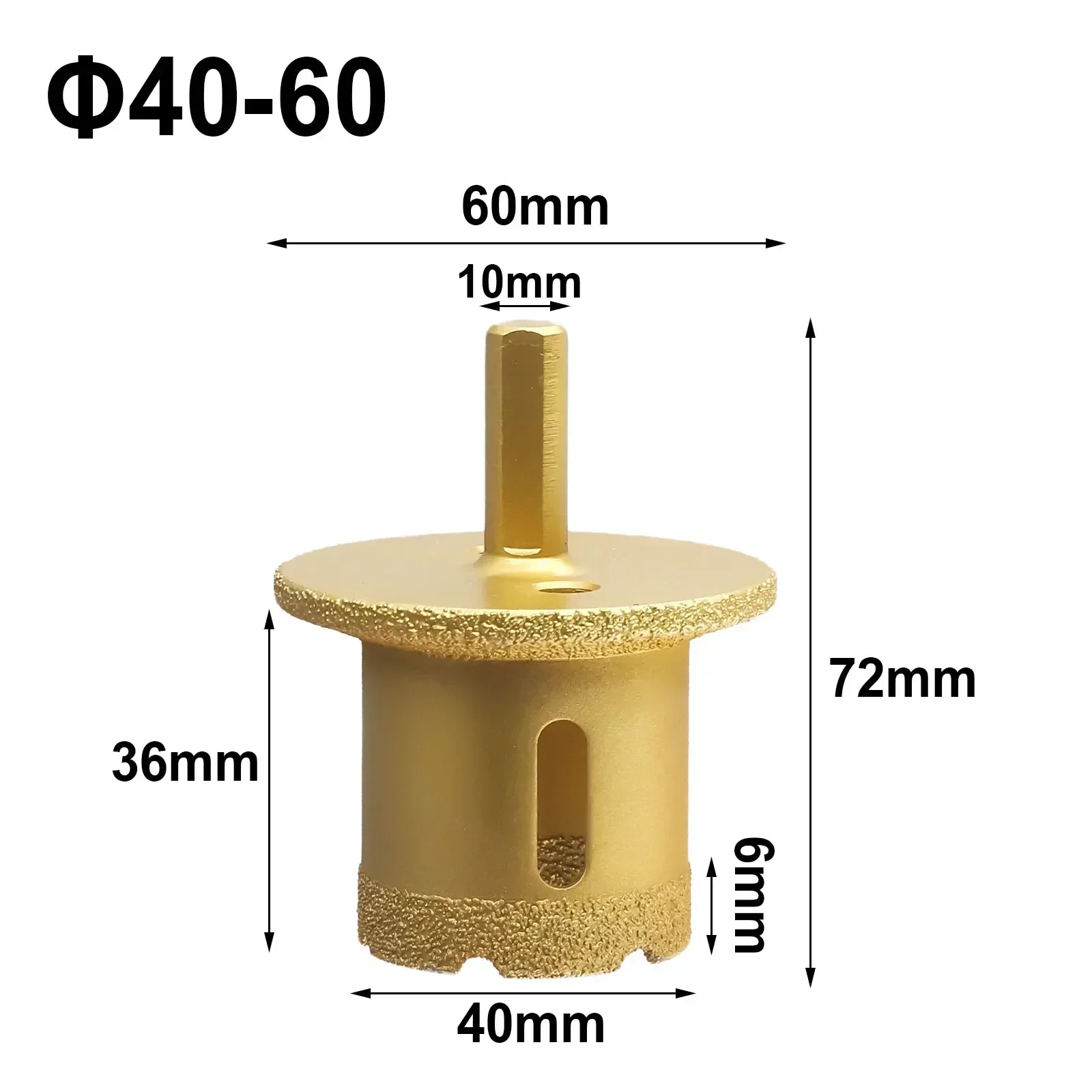Imagem -02 - Soldado Diamante Buraco Broca Viu Núcleo Bit Buraco Abridor M10 Rosca para Mármore Granito Vidro Carreejo Ferramentas de Perfuração 60 mm 65 mm 70 mm