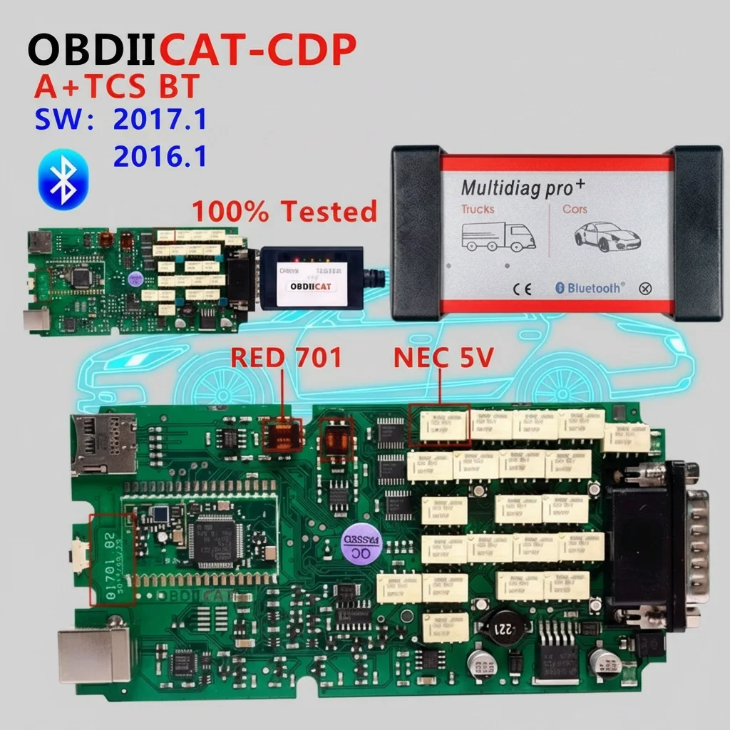 2020.23 newest+keygen!! OBDIICAT Multidiag TCS Pro various A+ Single PCB BT NEC Relay Diagnostic Tool Auto Scanner for Car/Truck