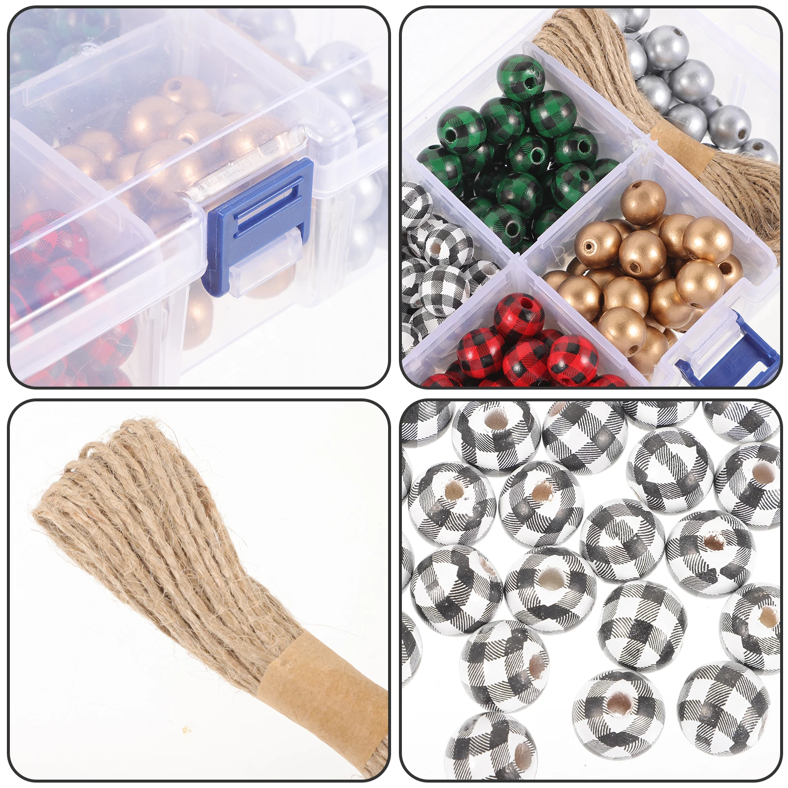 

Wooden Bead Set Christmas Decor Handmade Crafts Beads Tassel Bulk for Jewelry Making Loose with Holes