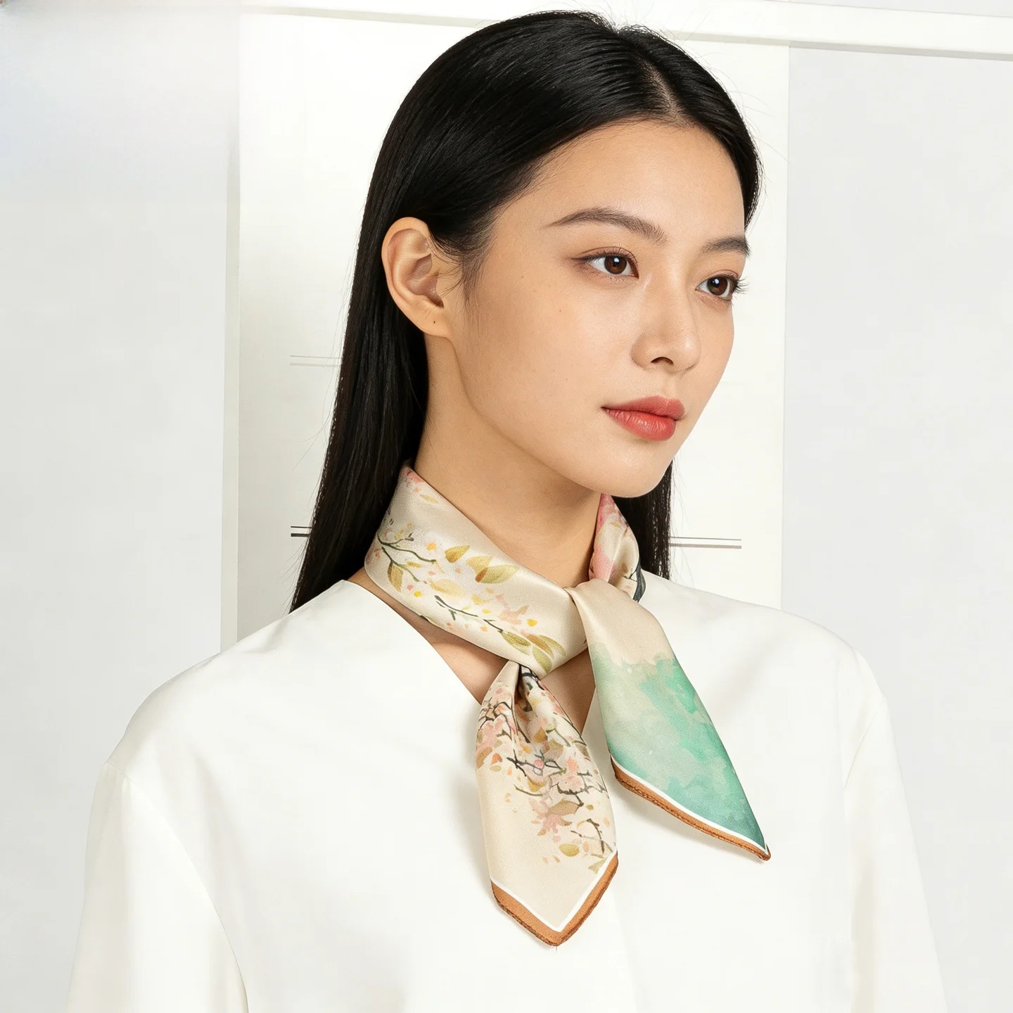 ダヴィンチコード-マルベリーシルクスカーフ-レディース-新作-2026-母の日ギフト-小さな正方形ネクタイ-シルクスカーフ-中国風花柄プリント