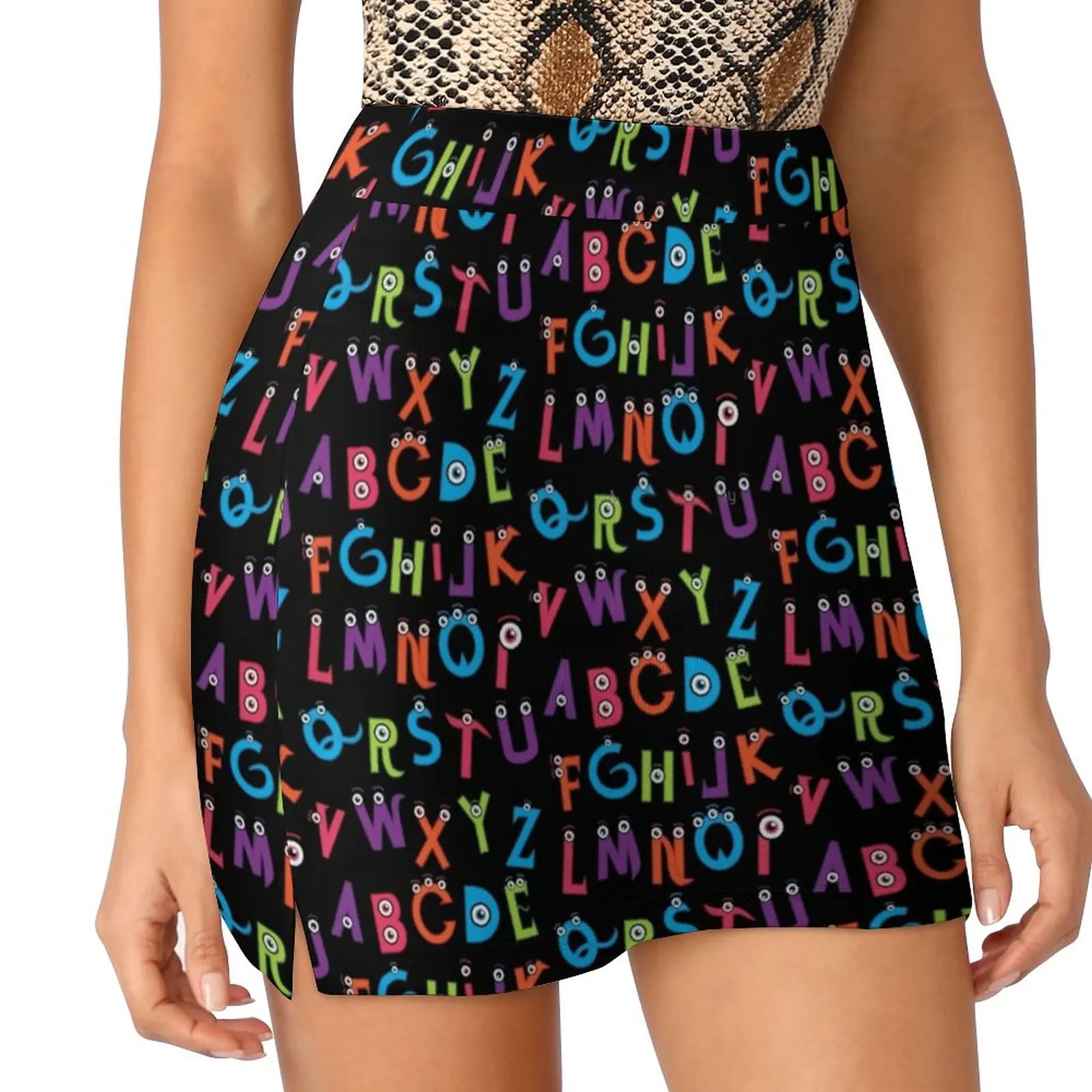 Monster Alphabet Skirts Woman Fashion 2022 Pant Skirt Mini Skirts Office Short Skirt Alphabet Fun Whimsical Letters Abcs Type