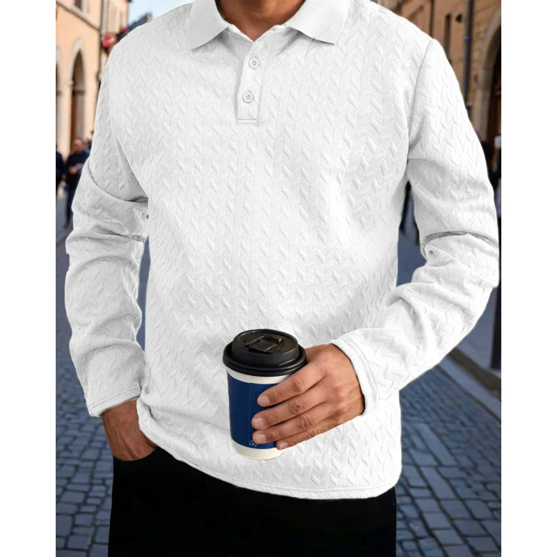 Europe and America ins Spring and AutumnPOLOMen's Casual Sports Polo Shirt with Ribbed Collar