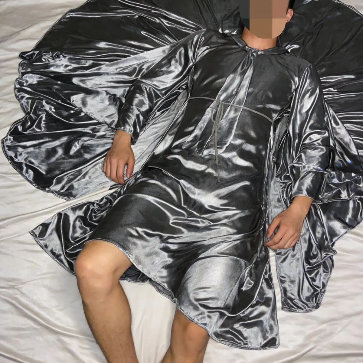 

Handmake Man Elegant Long Silky Touch Pajama Dress Shower Hotel Use