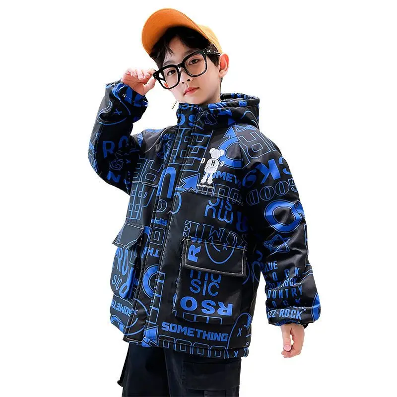 Boys Coat Jacket Cotton Outerwear Windbreak 2023 Graceful Thicken Velvet Winter Warm School Sport Children\'s Clothing