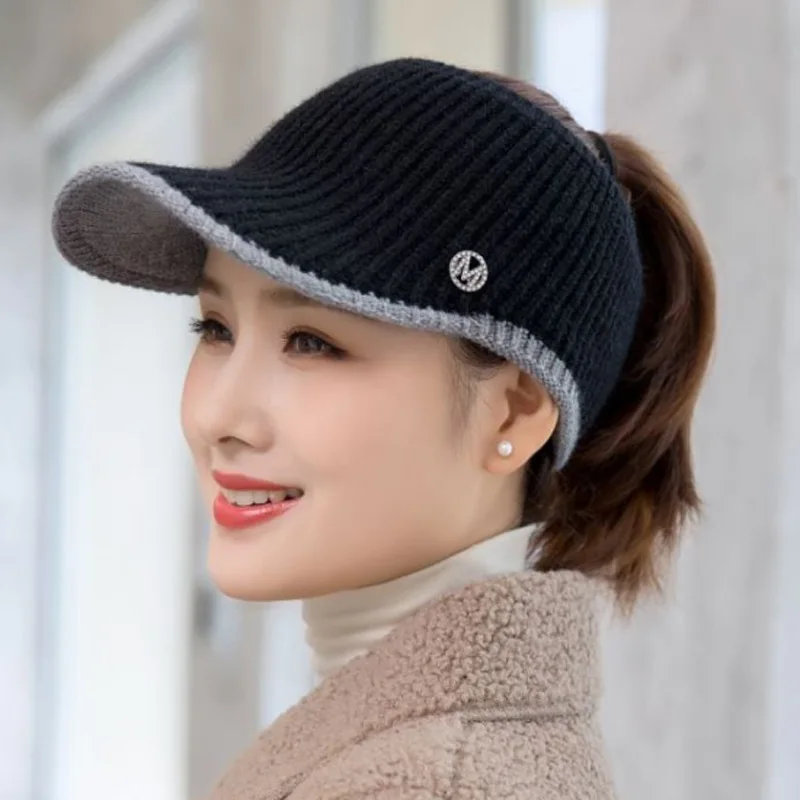 2022 Women Baseball Caps Autumn Winter Empty Tops Cap Elastic Sun Hat Outdoor Sports Running Sunscreen Breathable Ponytail Hats