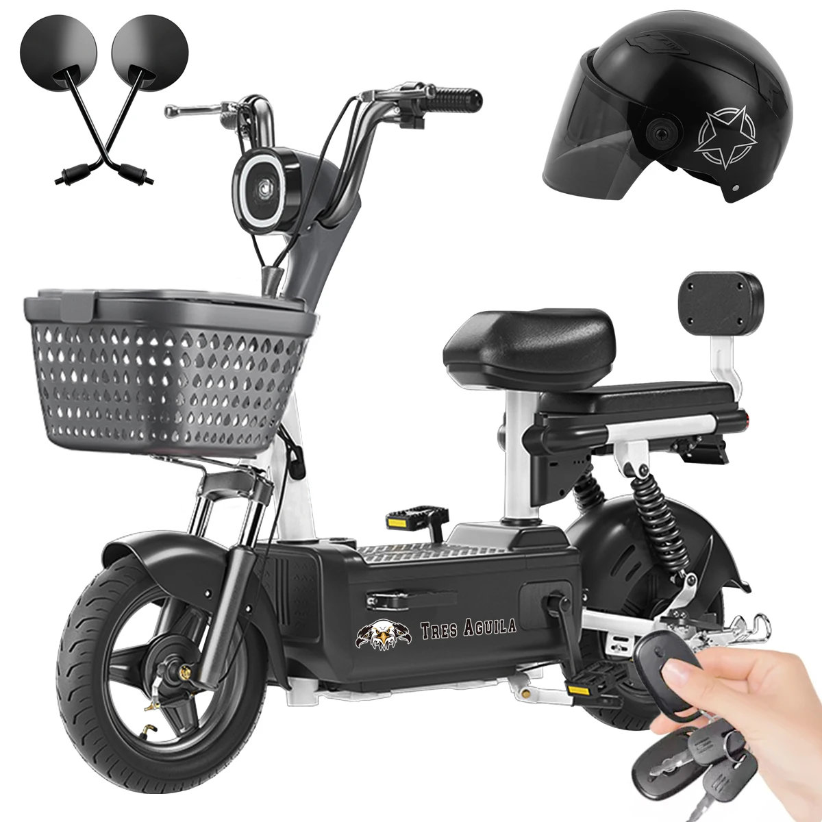 Ninoto Electric Bike for Adults Peak 500W Brushless Motor, 70km Electric bicycle 500Wh Removable Battery, 3-Speed, 14