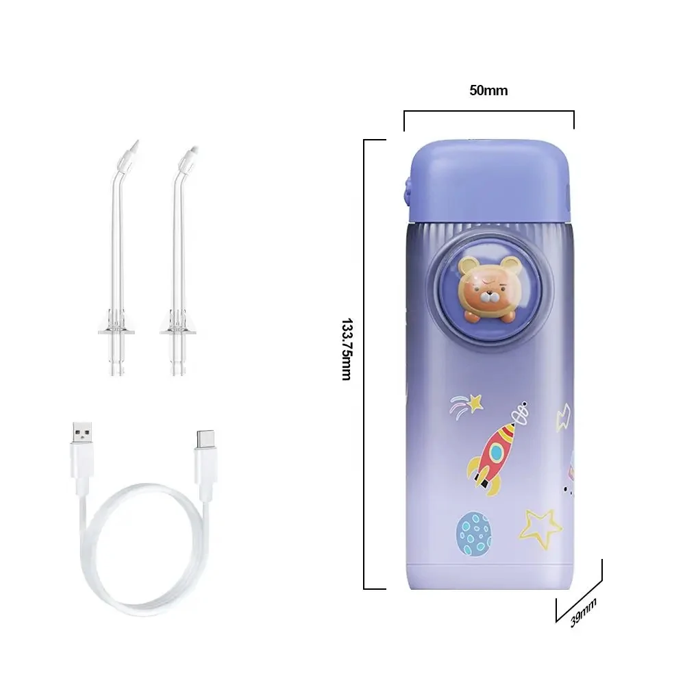 Mini Children Electric Oral Irrigator Portable Water Flosser Gums Braces Care Cordless for Teeth Cleaning Rechargeable 4 Tips