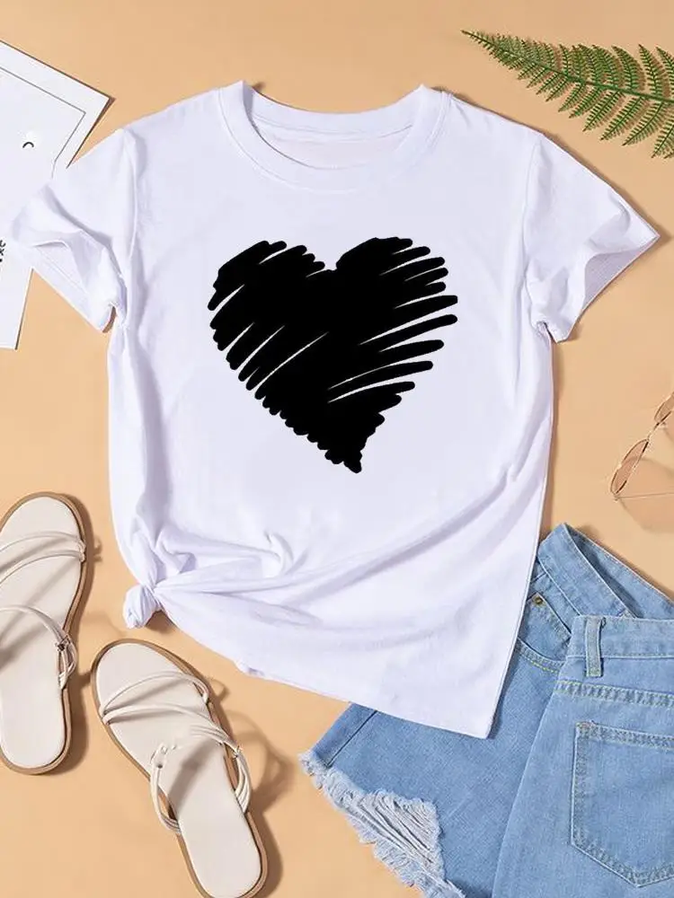 Love Sweet Valentine Trend Cute Tee Fashion Print Summer Women Short Sleeve Lady Female Shirt Clothes Graphic T-shirt