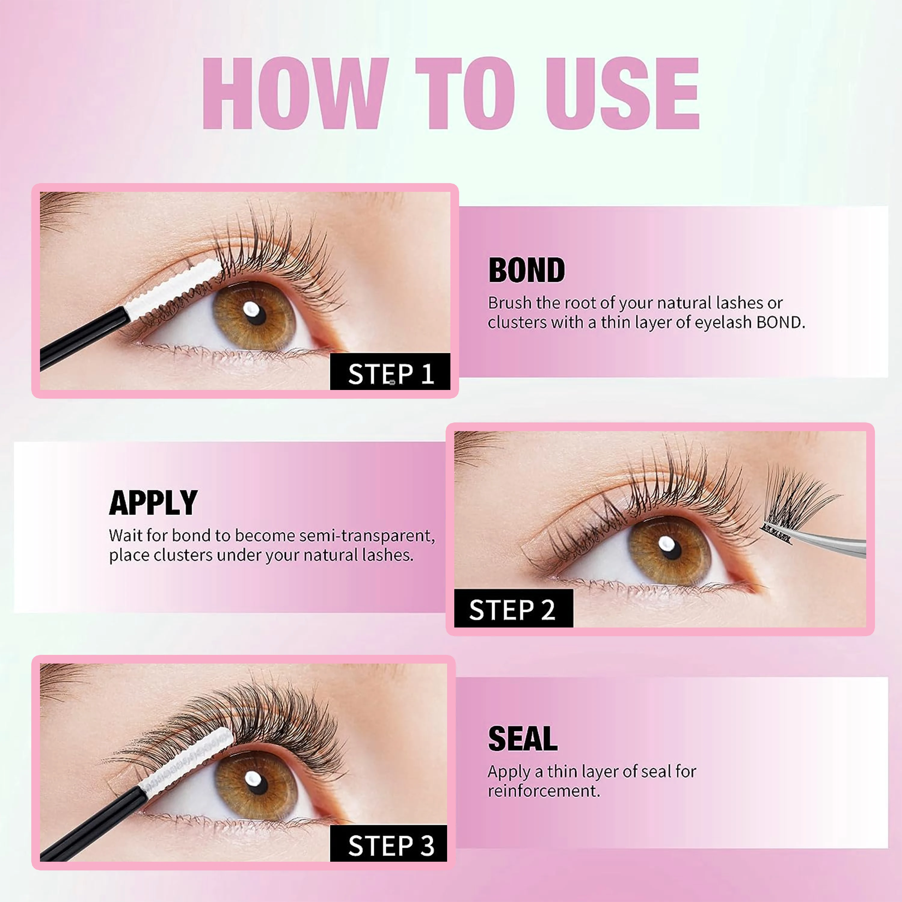 10ML Lash Bond And Seal Cluster Lash Glue 2 In 1 For Wispy Lash Clusters Long Lasting Waterproof Glue For Lash Clusters