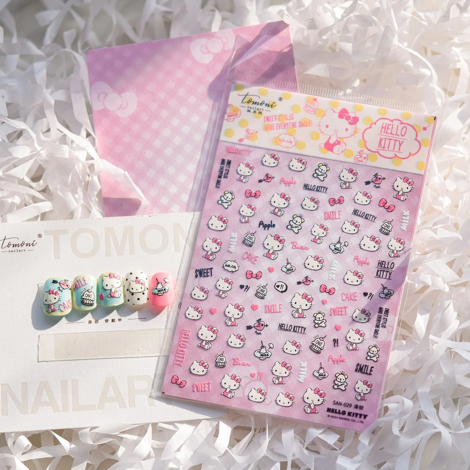 Sanrio Anime Nail Art Supplies Cute Hello Kitty Kuromi Cinnamoroll Pom Pom Purin 5D Nail Stickers Nail Art Decoration