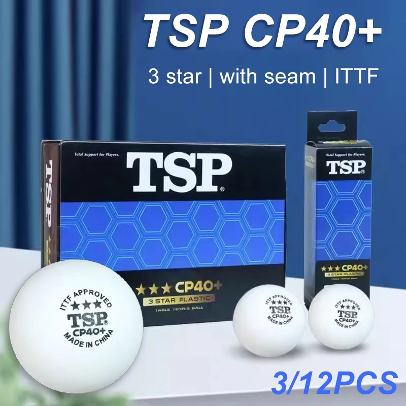 

TSP CP40+ 3 Star Table Tennis Balls with Seam 40mm+ ABS New Material Ping Pong Balls for Competition Training ITTF 3/12PCS/Box