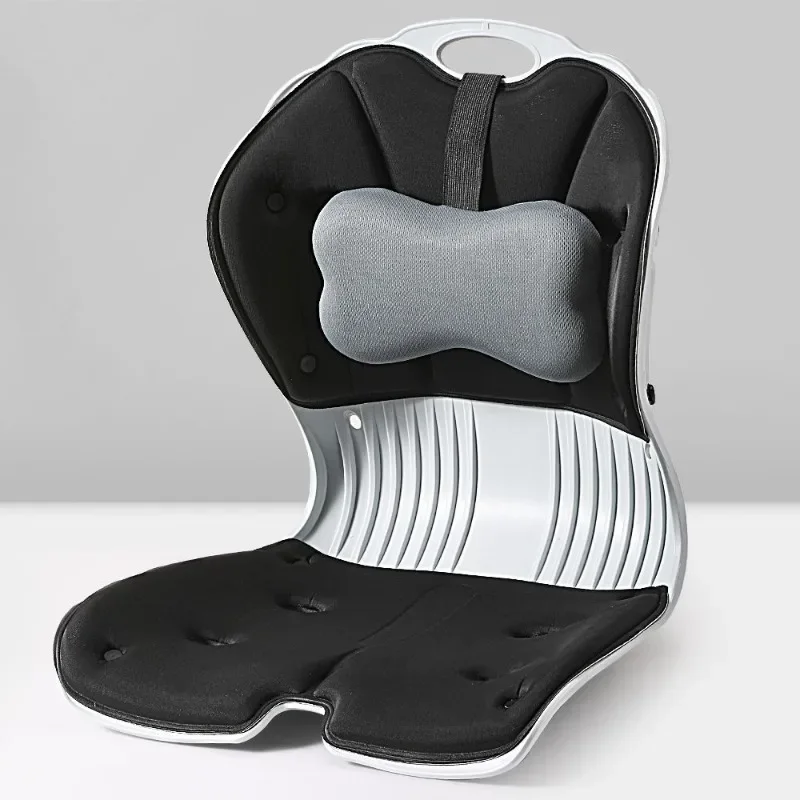 Seated waist support corrective seat cushion, adult office seat lumbar cervical retractor