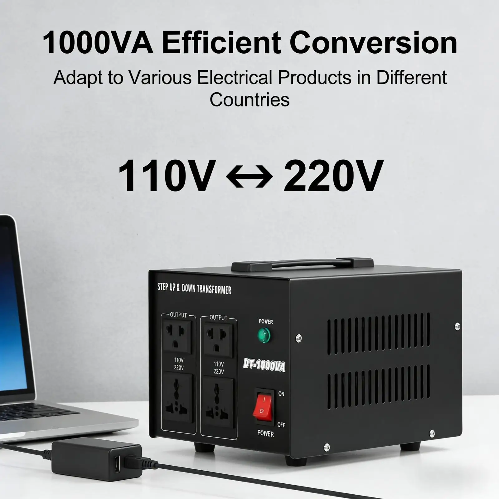 800W DT-1000 Euro Plug Transformator Spanningsconversie Transformator Geschikt voor vele soorten huishoudelijke apparaten