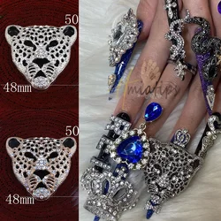 Big Leopard Nail Charms Green Crystal Fashion Crocodile Punk Style for DIY Jewelry Manicure Nail Art Decorations Accessories
