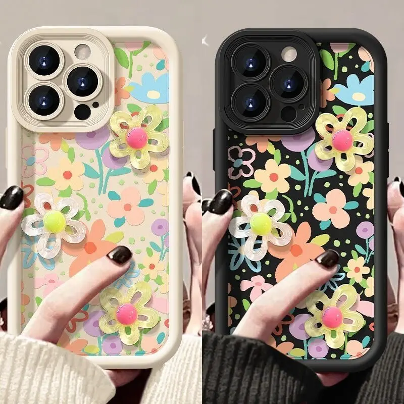 إنز حالة النمط الكوري مع نمط زهرة 3d ، جراب لـ xiaomi poco x3 pro f3 x5 x4 gt f5 f4 m3 m6 pro mi 11 lite 5g ne 12t 14 pro