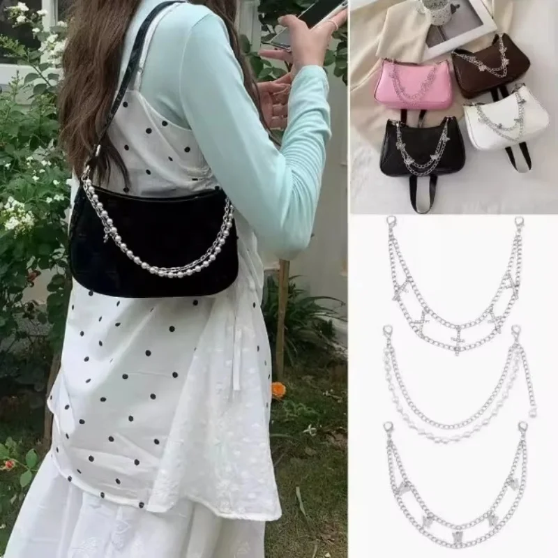 Multi-layer Bag Chain Bag Handle Pendant With Lobster Buckle Fashion Metal Chain Strap Pants Chain Multipurpose Bag Decoration