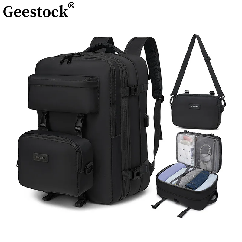 

Расширяемый дорожный рюкзак Geestock, рюкзаки для ручной клади, водонепроницаемый рюкзак для ноутбука, многофункциональный рюкзак для пеших прогулок, путешествий