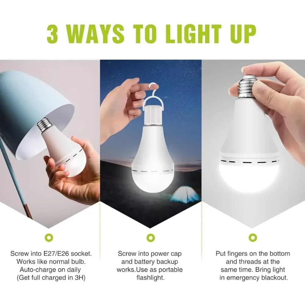 E27 LED لمبة الضوء في حالات الطوارئ 9 واط/15 واط عالية السطوع ضوء لمبة التخييم في الهواء الطلق الصيد الموفرة للطاقة ضوء الطوارئ لمبة #4