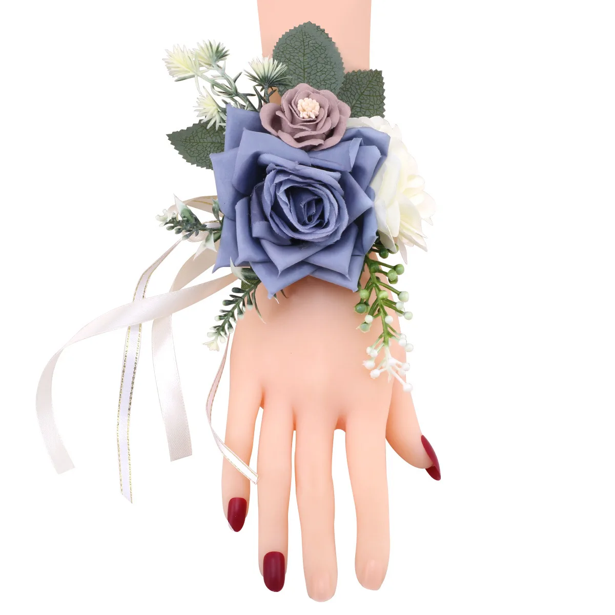 Spot boda novia dama de honor muñeca flor simulación hermana mano corona pulsera de flores para boda pulsera de flores