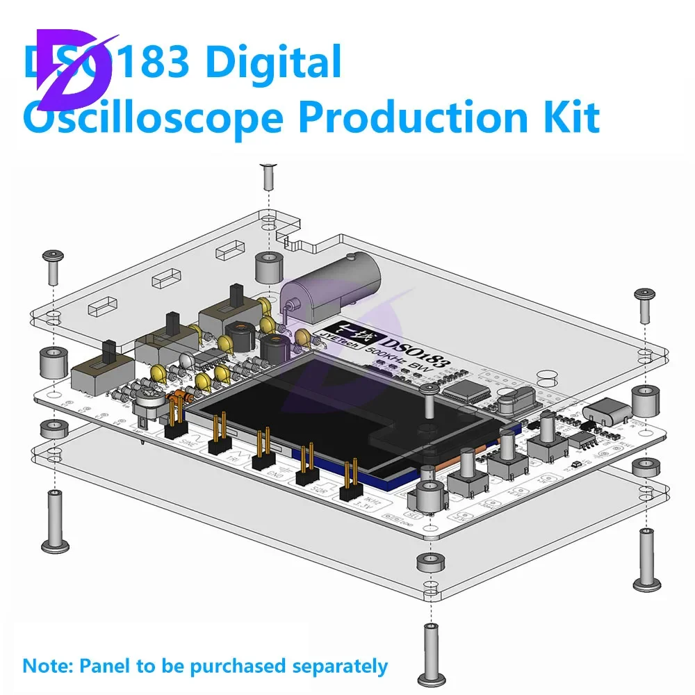 DC5V DSO183 Digital Oscilloscope DIY Loose Parts Teaching Practical Training Electronic Production Kit 0-500KHz Type C Interface
