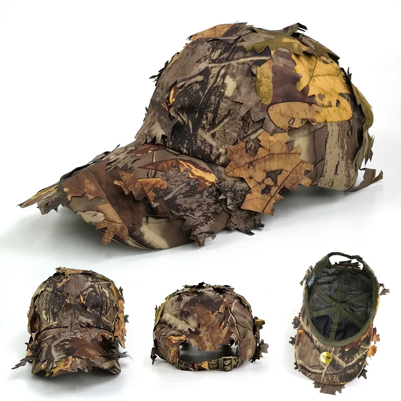 Tactical Baseball Cap Men Camouflage Hat Outdoor Breathable Hunting Fishing Camping Bones Women Adjustable Snapback 3D Leaf Hats