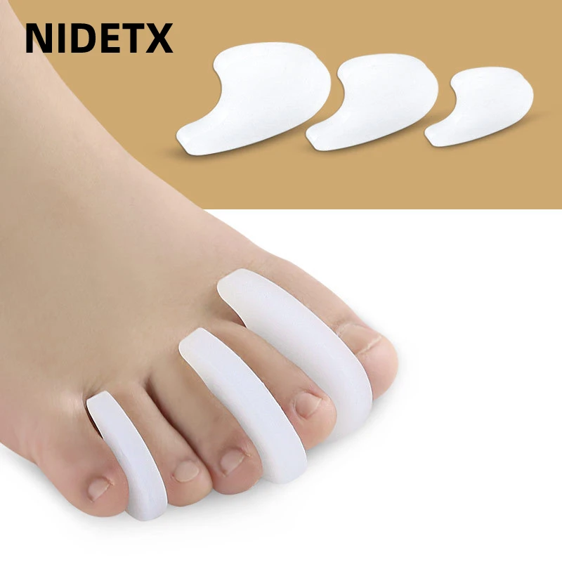 2Pcs=1Pair Silicone Finger Toe Separator Adjuster Hallux Valgus Pedicure Corrector Foot Care Tools Bunion Bone Thumb Protector