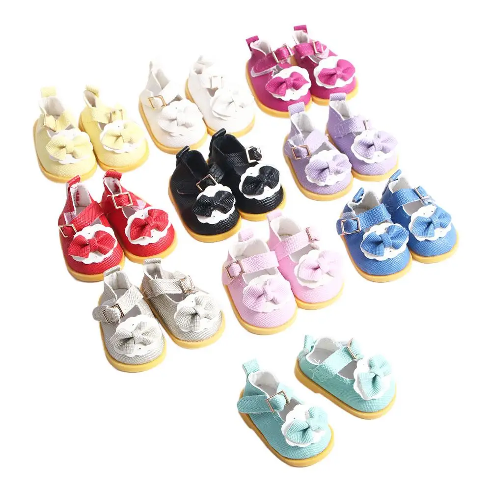 Kids Toy Cute Bow for 14inch Doll PU Leather Dolls Shoes Doll Boots Dolls Accessories Mini Shoes