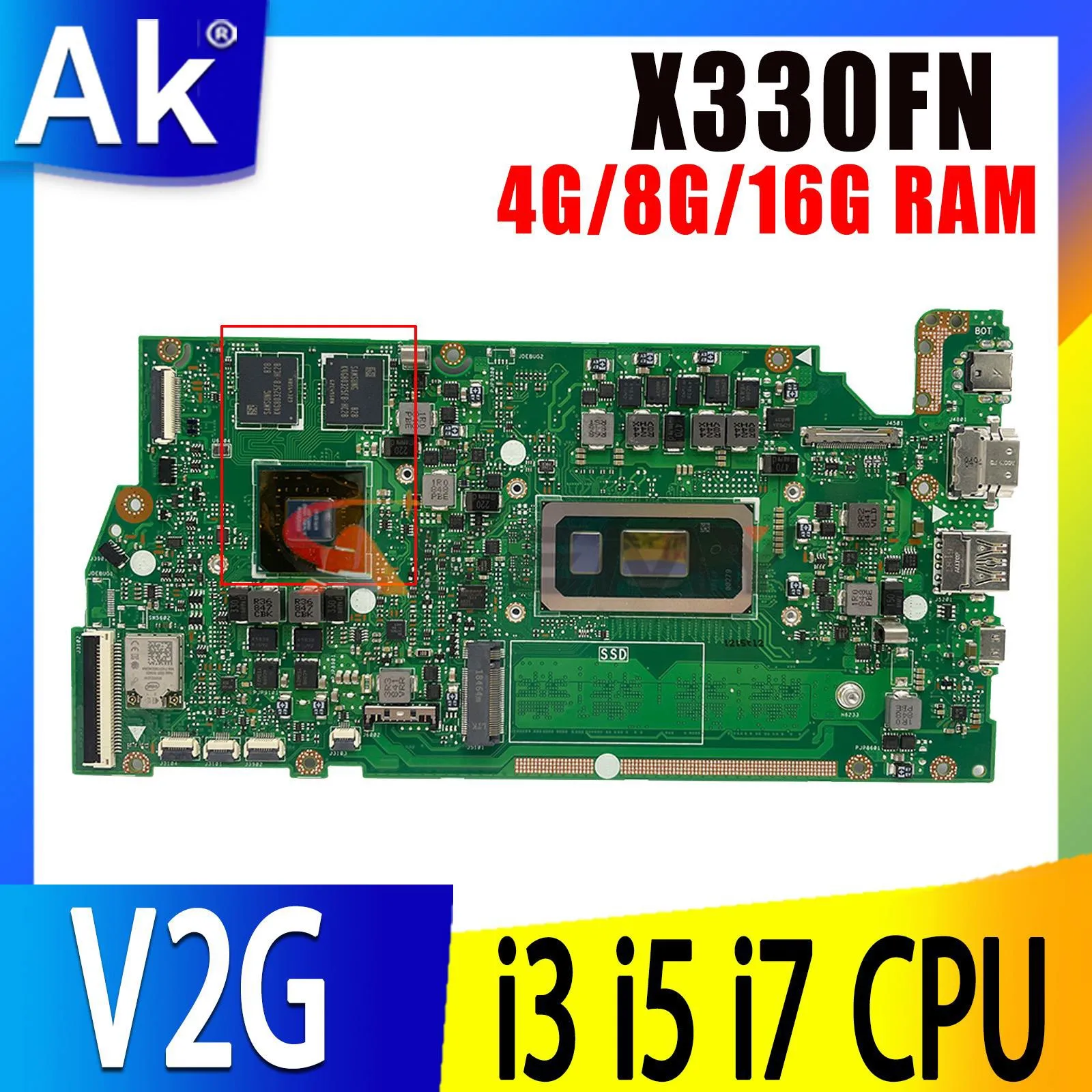 

Шэньчжэнь Материнская плата ASUS X330FA X330FL X330FN S330F I330F K330F V330F X330F материнская плата для ноутбука I3 I5 I7 8-й цвет