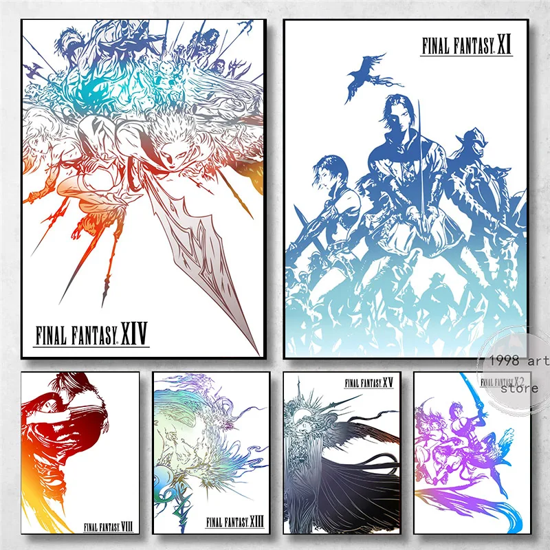 Vintage Video Games Final Fantasy VIII Series Main Character Art Poster Canvas Painting Wall Print Picture Gamer Room Home Decor