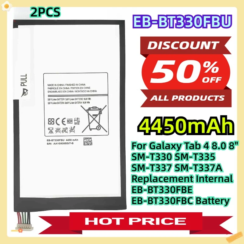 

For Galaxy Tab 4 8.0 8" SM-T330 SM-T335 SM-T337 SM-T337A 3.8V 4450mAh Replacement Internal EB-BT330FBE EB-BT330FBC Battery