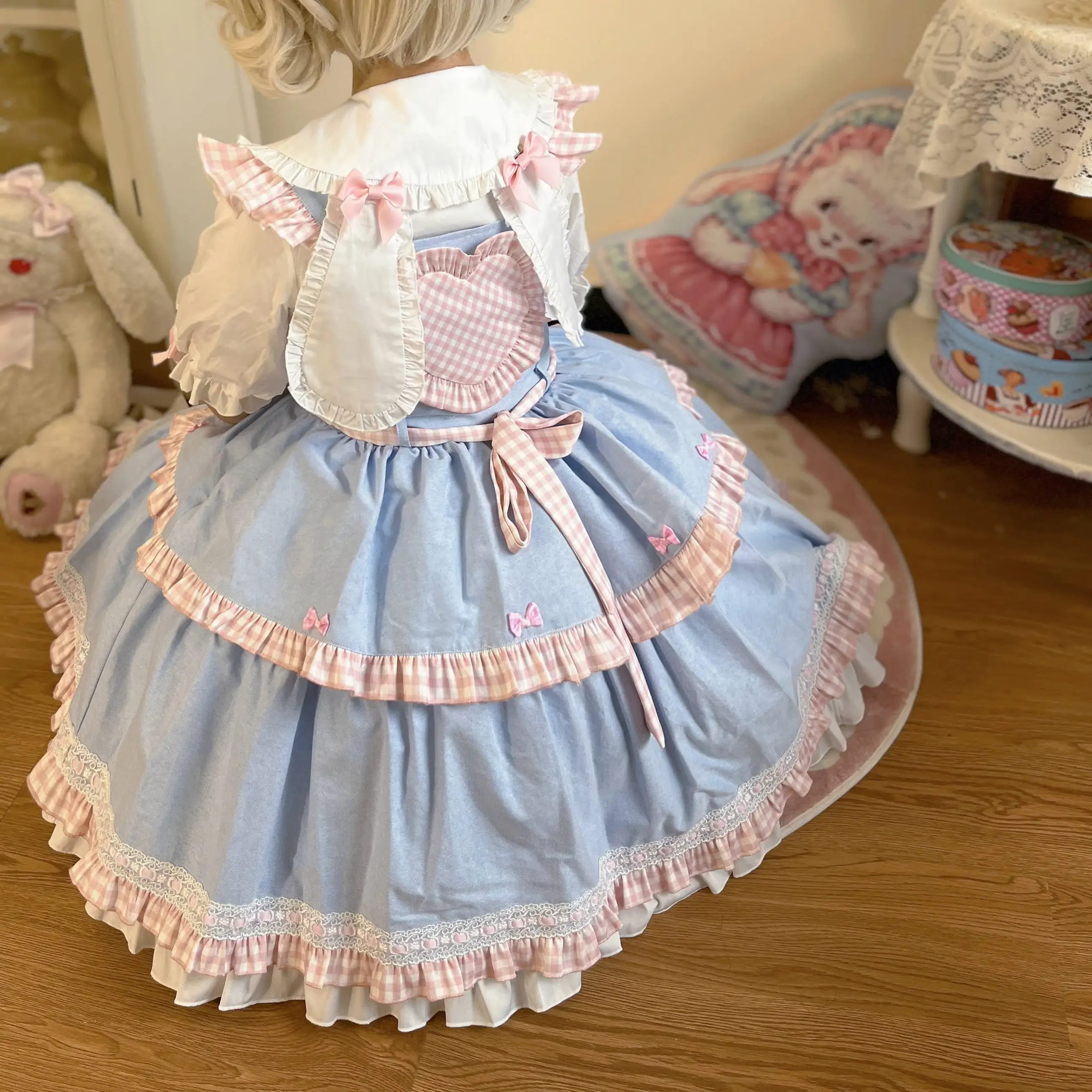 Lolita Elegant Blouse Female Cute Rabbit Candy Color Doll Collar Bow Short Sleeve Shirt Sweet Summer Tops White Shirt Women