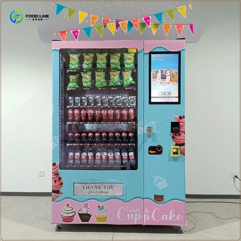 Touch Screen Cake Vending Machine with Refrigerator and Elevator Card Reader FL Customized