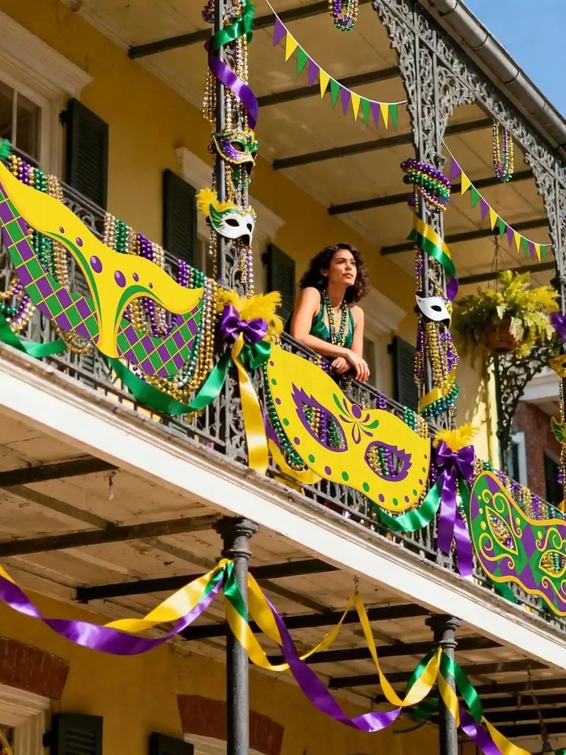6 drapeaux de jardin Mardi Gras, fanions, décorations, bannières de carnaval en plein air, violet, vert, jaune, guirlande, décoration de jardin, balcon, maison
